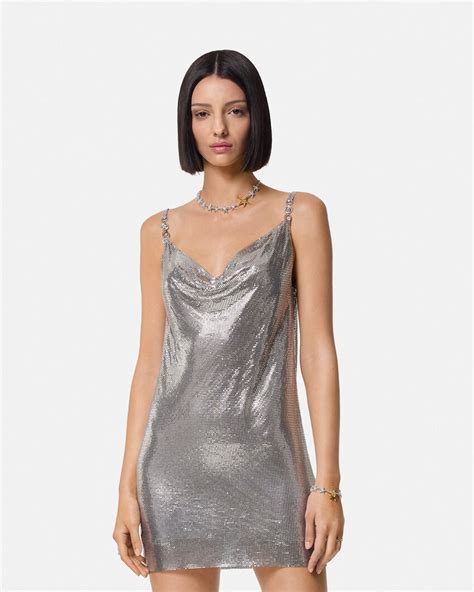 Metal Mesh Slip Mini Dress 